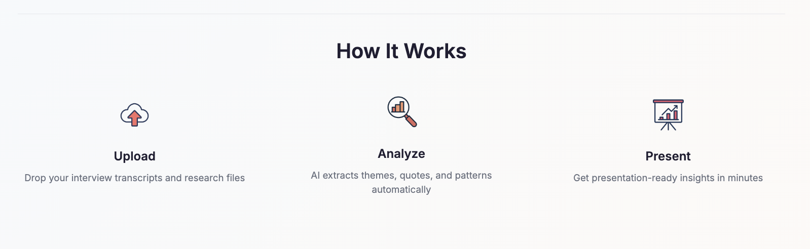 How UX Research Copilot Works - Upload, Analyze, Present